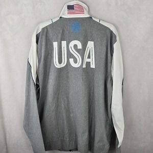 Arena USA Team Swimming Track Jacket Olympics Full Zip Grey White Blue Mens L